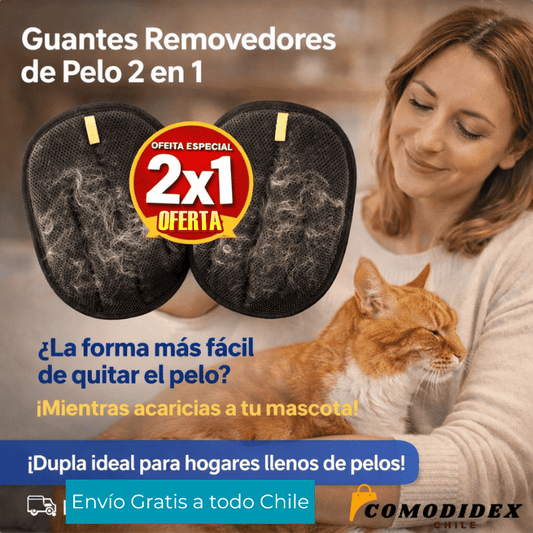 Guante Removedor de Pelo 2 en 1 🐾✨  Elimina el pelo suelto mientras acaricias a tu mascota✅🔥OFERTA 2X1🐾🔥
